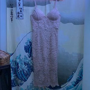 Lace Blush Pink Spaghetti Strap Dress